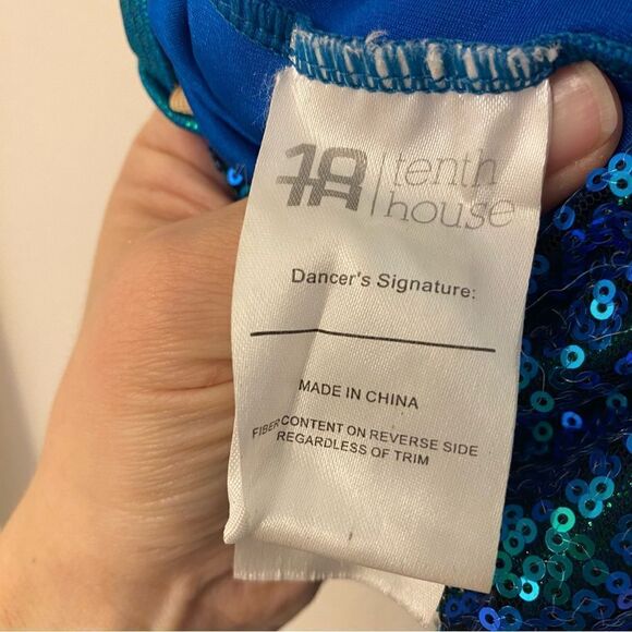 Revolution 10th House Dance Costume teal sequin fringe ELECTRA TH23105 adult MA - Picture 7 of 12